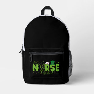 Irish Nurse Stethoscope Scrub Patricks Day Nurses Printed Backpack