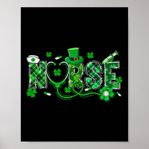Irish Nurse Stethoscope Scrub Saint St Patrick's D Poster