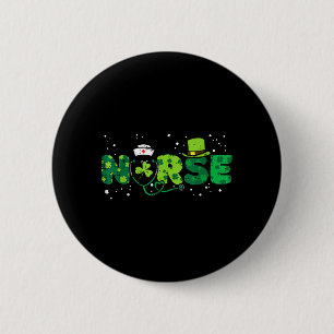 Irish Nurse Stethoscope Scrub St Patricks Day 6 Cm Round Badge