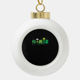 Irish Nurse Stethoscope Scrub St Patricks Day Nurs Ceramic Ball Christmas Ornament