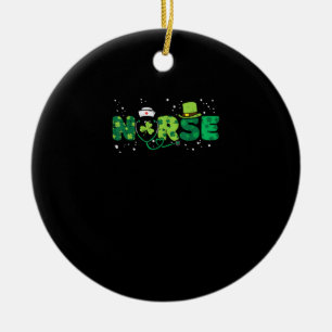 Irish Nurse Stethoscope Scrub St Patricks Day Nurs Ceramic Ornament