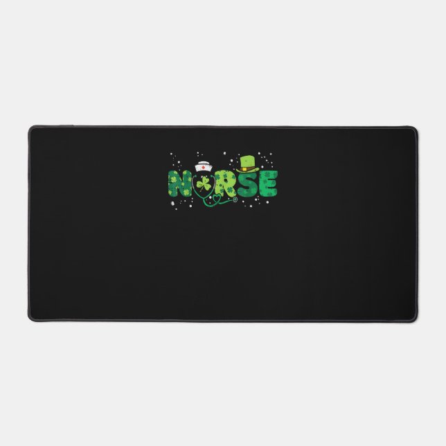 Irish Nurse Stethoscope Scrub St Patricks Day Nurs Desk Mat (Front)