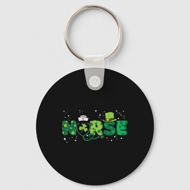 Irish Nurse Stethoscope Scrub St Patricks Day Nurs Key Ring (Front)