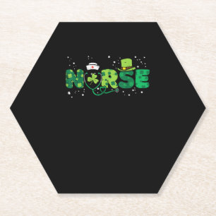 Irish Nurse Stethoscope Scrub St Patricks Day Nurs Paper Coaster