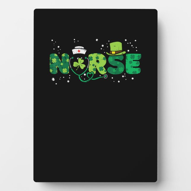Irish Nurse Stethoscope Scrub St Patricks Day Nurs Plaque (Front)