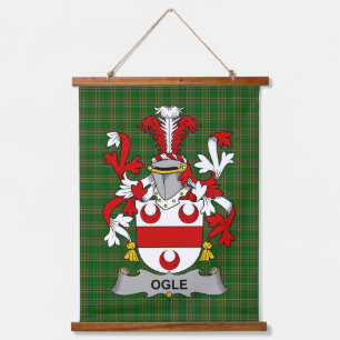 Irish Ogle Coat of Arms Family Crest Hanging Tapestry
