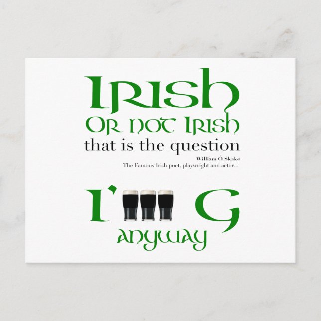 Irish or not Irish Original St Patrick's Day HHP Invitation Postcard (Front)