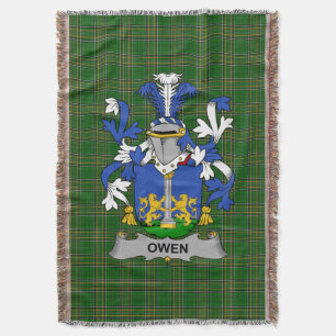 Irish Owen Coat of Arms Family Crest Ireland Iris Throw Blanket