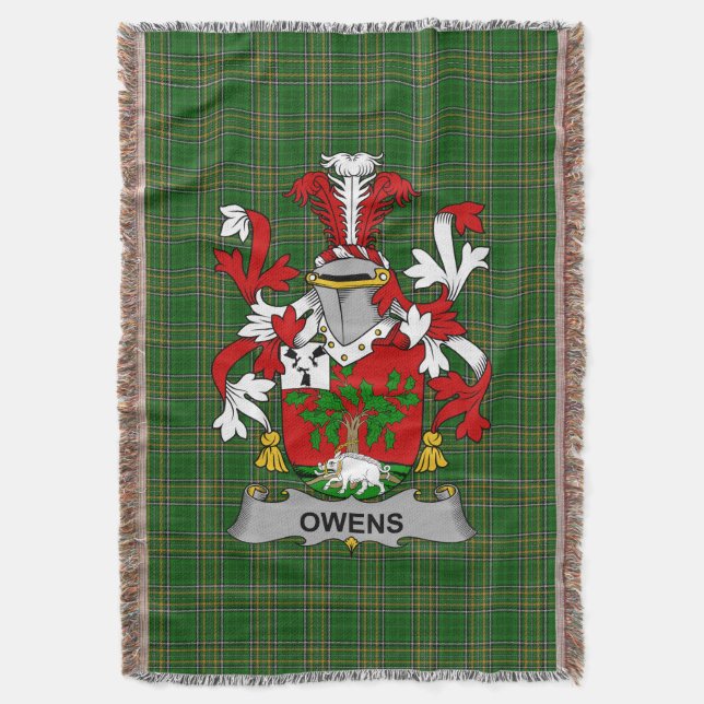  Irish Owens Coat of Arms Family Crest Ireland Throw Blanket (Front Vertical)