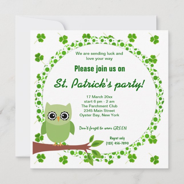Irish Owl Invitation (Front)