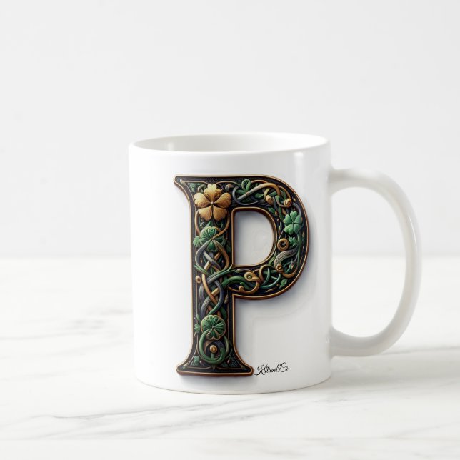 Irish P Monogram Coffee Mug (Right)