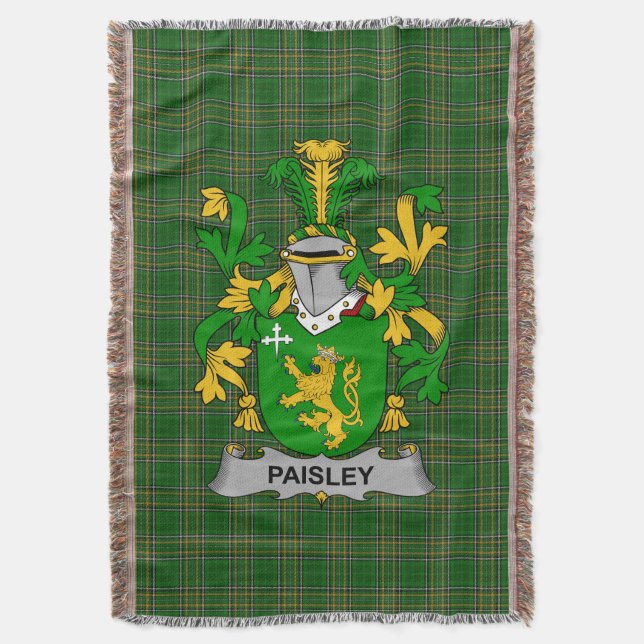  Irish Paisley Coat of Arms Family Crest Ireland Throw Blanket (Front Vertical)