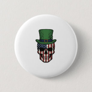 Irish Patriotic Skull Vintage Engraving Shirt Desi 6 Cm Round Badge