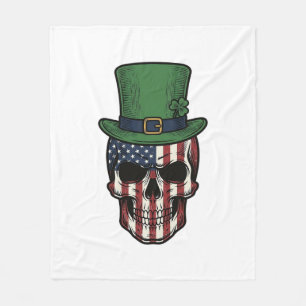 Irish Patriotic Skull Vintage Engraving Shirt Desi Fleece Blanket