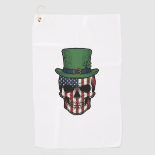 Irish Patriotic Skull Vintage Engraving Shirt Desi Golf Towel