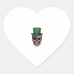 Irish Patriotic Skull Vintage Engraving Shirt Desi Heart Sticker