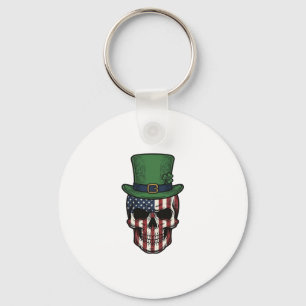 Irish Patriotic Skull Vintage Engraving Shirt Desi Key Ring