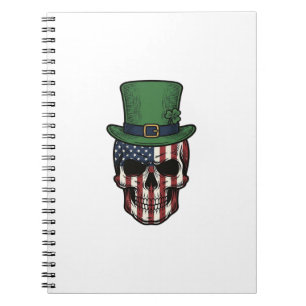 Irish Patriotic Skull Vintage Engraving Shirt Desi Notebook