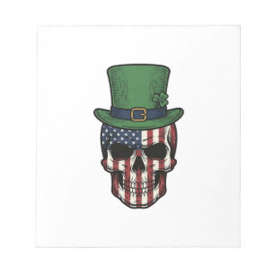 Irish Patriotic Skull Vintage Engraving Shirt Desi Notepad