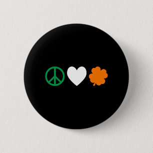 Irish Peace Love & Shamrocks 6 Cm Round Badge