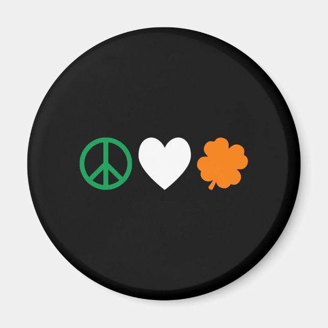 Irish Peace Love & Shamrocks Magnet (Front)