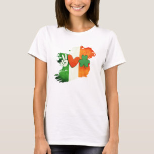 Irish Peace Love Tee, Retro St. Patricks  T-Shirt