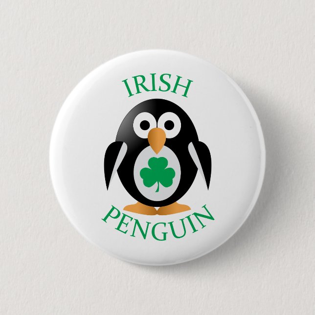 Irish penguin 6 cm round badge (Front)