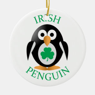 Irish penguin ceramic tree decoration