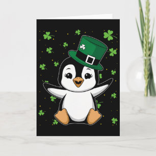 Irish Penguin Leprechaun Animal Cute Bird St Patri Card