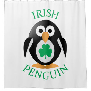 Irish penguin shower curtain