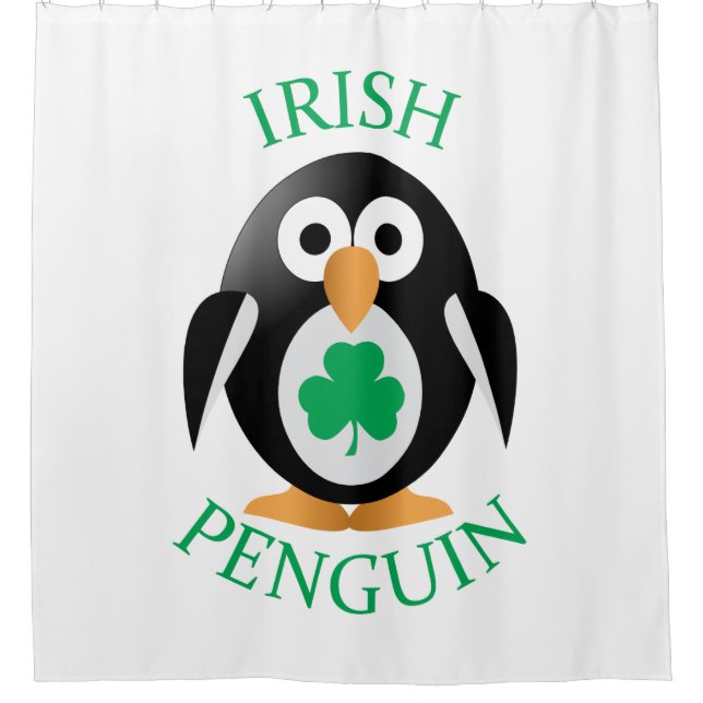 Irish penguin shower curtain (Front)