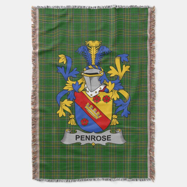  Irish Penrose Coat of Arms Family Crest Ireland Throw Blanket (Front Vertical)