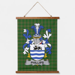 Irish Phillips Coat of Arms Family Crest Hanging Tapestry