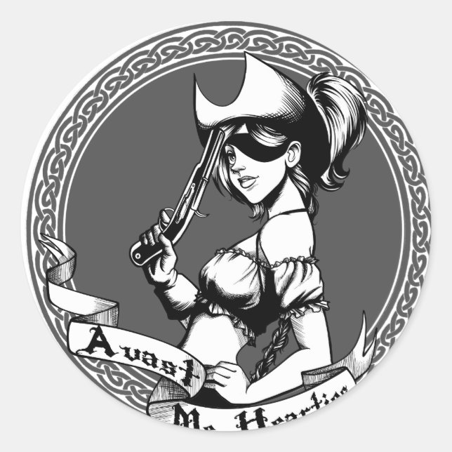 Irish Pirate Girl Classic Round Sticker (Front)
