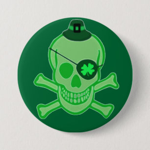 Irish Pirate Skull Button