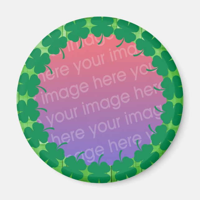 irish plaid 4 leaf clover photo frame magnet (Front)