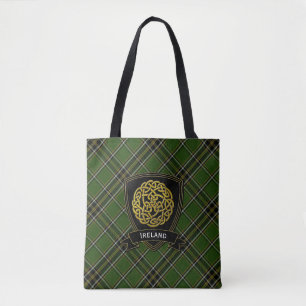 Irish Plaid Celtic Symbol Tote Bag