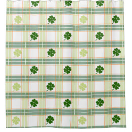 Irish Plaid Shamrock Shower Curtain