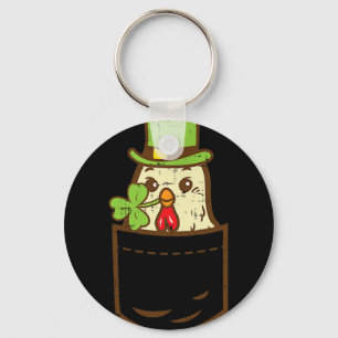 Irish Pocket Chicken Farmer Saint Paddys St Patric Key Ring