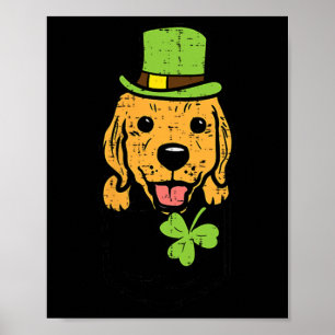 Irish Pocket Golden Retriever Saint Paddys St Patr Poster