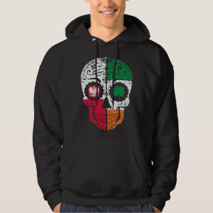 Irish Polish Sugar Skull Ireland Poland Flag St Pa Hoodie