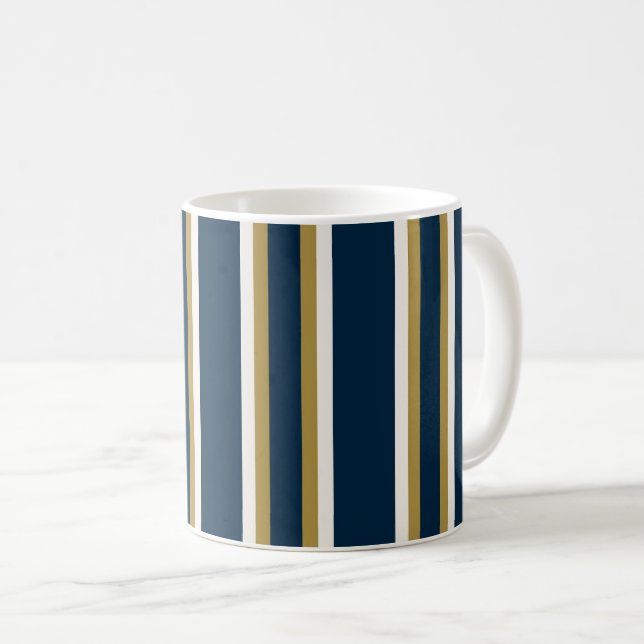 Irish Polo stripes Blue and Gold  Coffee Mug (Front Right)