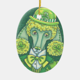 IRISH POODLE ST. PATRICK'S DAY DOG ORNAMENT Oval