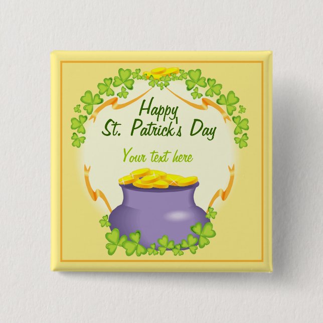 Irish Pot of Gold 15 Cm Square Badge (Front)