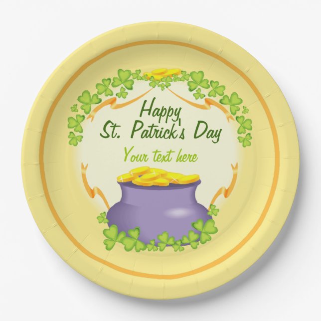 Irish Pot of Gold Paper Plate (Front)