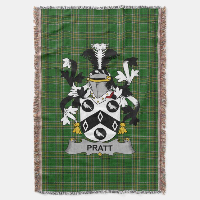  Irish Pratt Coat of Arms Family Crest Ireland Throw Blanket (Front Vertical)