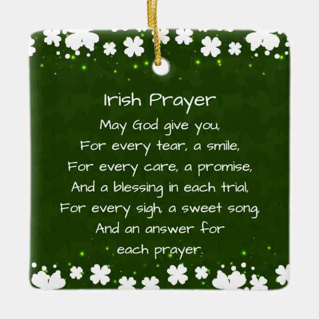 Irish Prayer and Blessing Personalized Christmas Ceramic Ornament (Front)