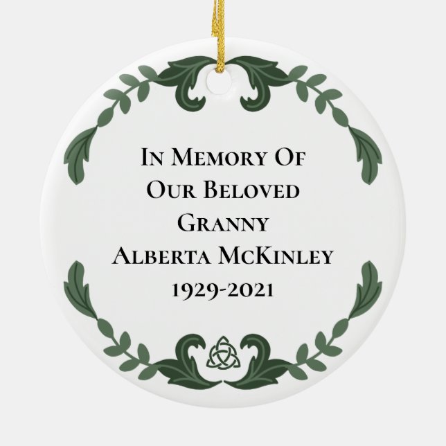 Irish Prayer Blessing Loving Memory Remembrance Ce Ceramic Ornament (Back)