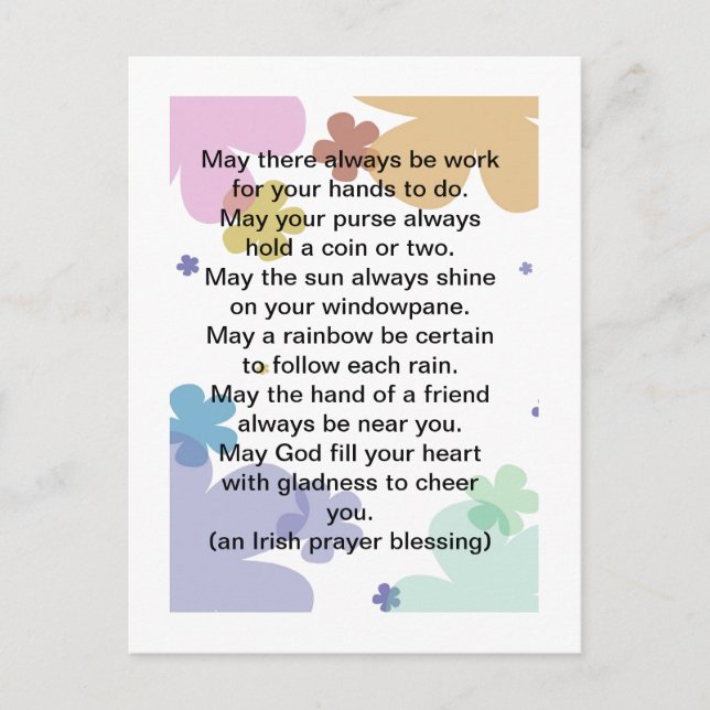 Irish Prayer Blessing Postcard (Front)