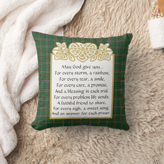 Irish Prayer Celtic Border and Tartan  Cushion (Blanket)